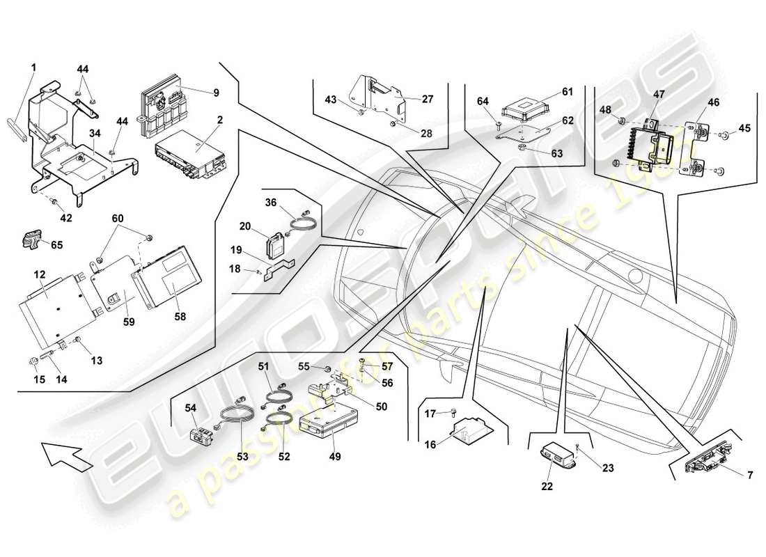 lamborghini lp560-4 coupe (2011) unidad de control central para sistema de conveniencia diagrama de piezas