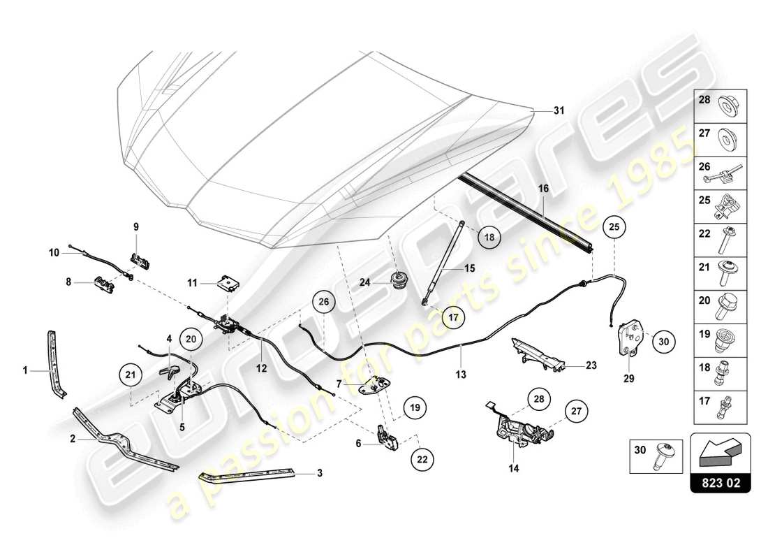 lamborghini urus (2020) gasket for engine cover part diagram