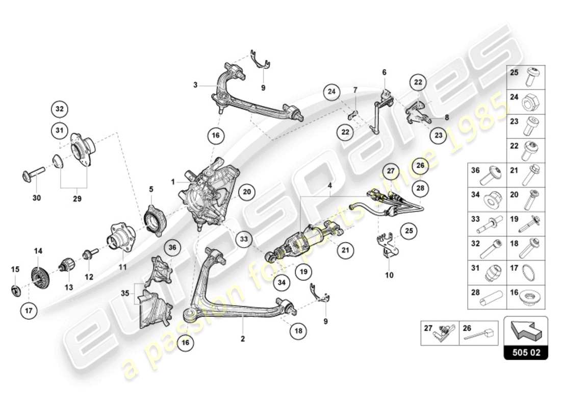 lamborghini evo spyder (2024) guia trasera diagrama de piezas
