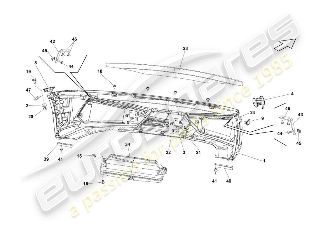 lamborghini lp570-4 sl (2014) diagrama de pieza del parachoques delantero
