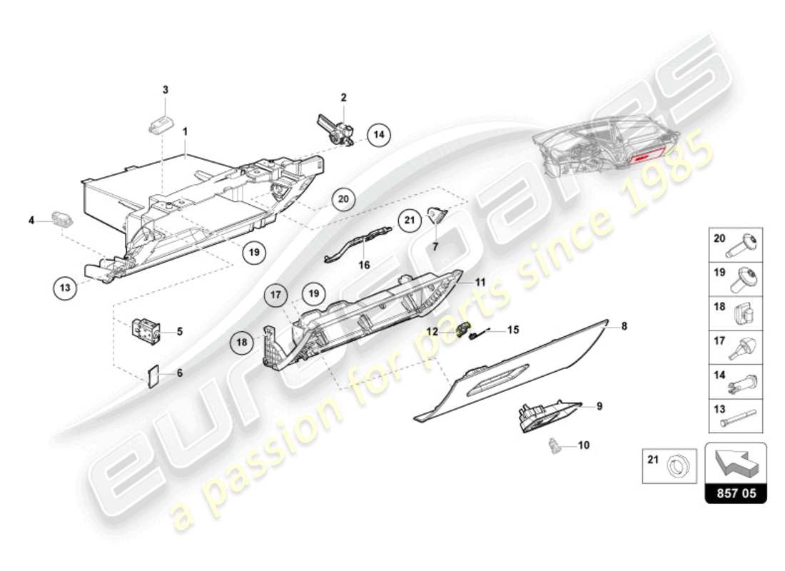 lamborghini revuelto coupe (2024) guantera diagrama de piezas