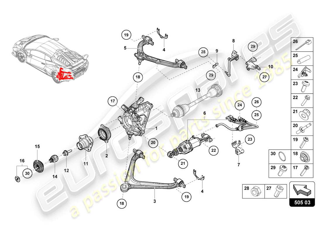 lamborghini sto (2024) guía diagrama de piezas