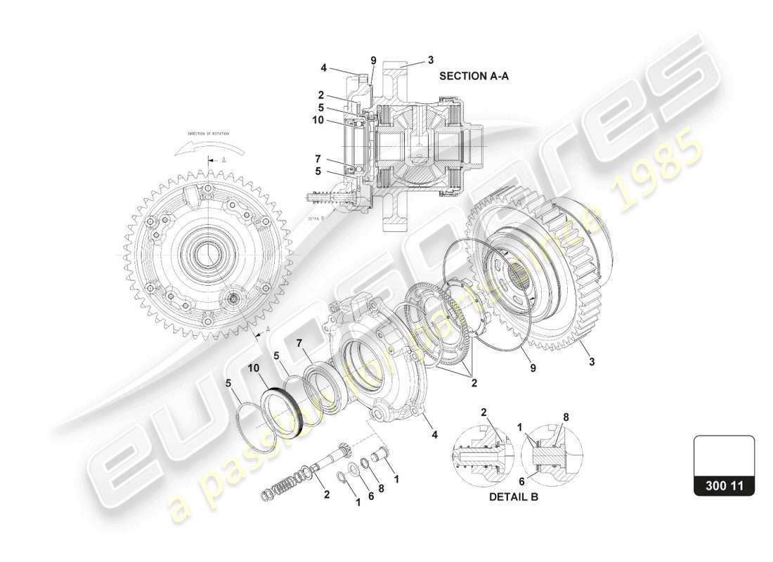 lamborghini super trofeo evo 2 (2022) diagrama de piezas del conjunto diferencial