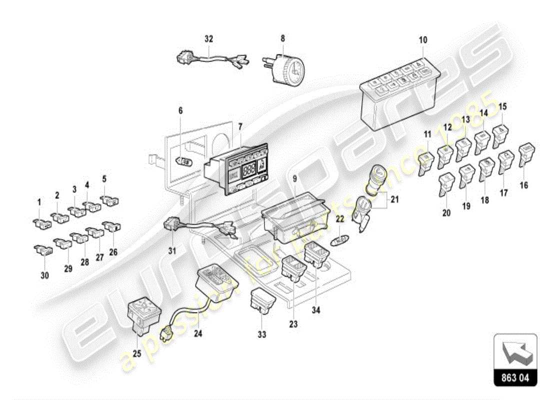 lamborghini diablo vt (1997) túnel diagrama de piezas