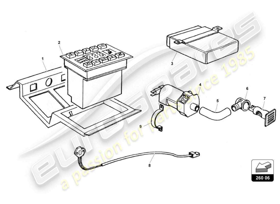 lamborghini countach 25th anniversary (1989) sistema de aire acondicionado diagrama de piezas