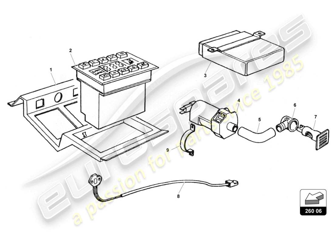 lamborghini countach 25th anniversary (1989) diagrama de piezas del sistema de aire acondicionado