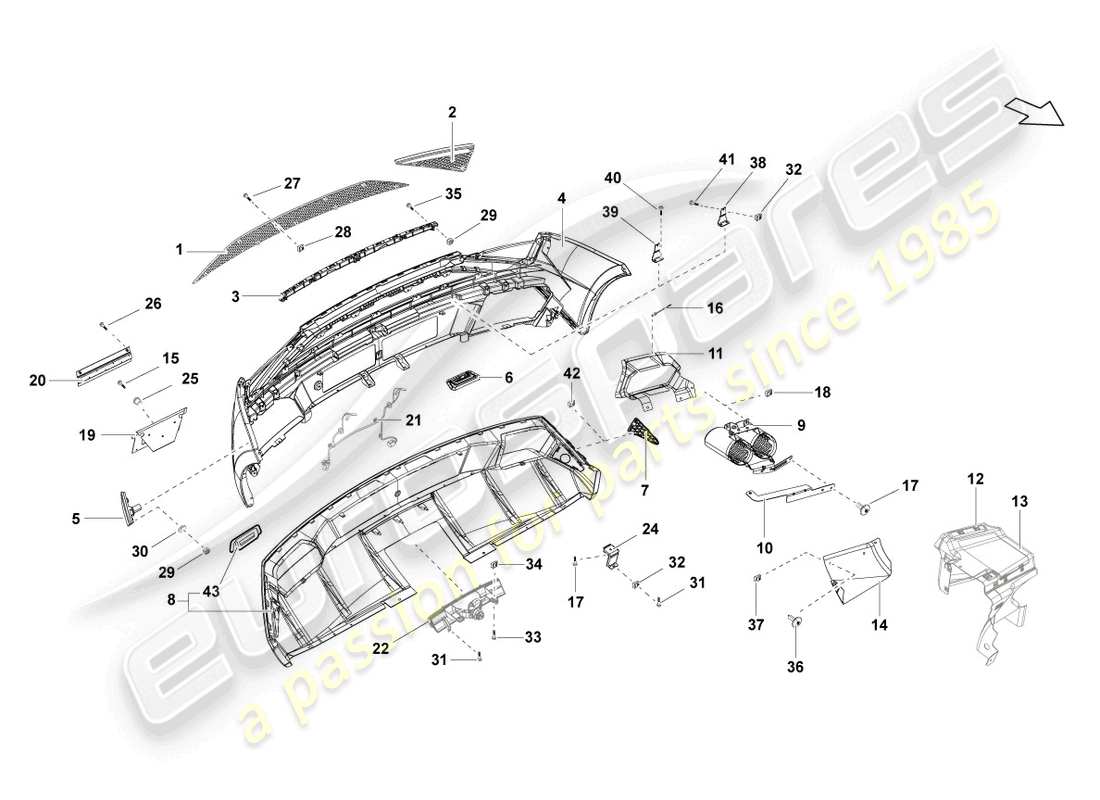 lamborghini lp560-4 spyder fl ii (2014) parachoques trasero diagrama de piezas