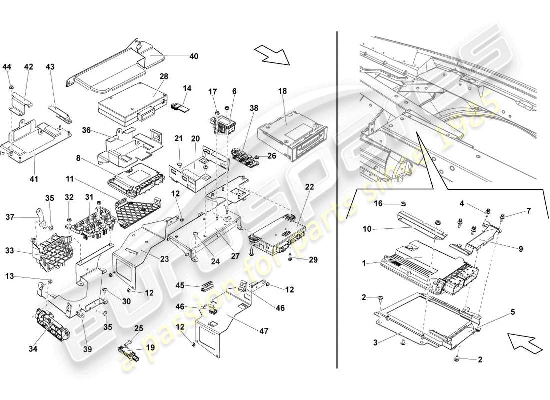 lamborghini lp570-4 spyder performante (2011) diagrama de piezas de la unidad de control del motor