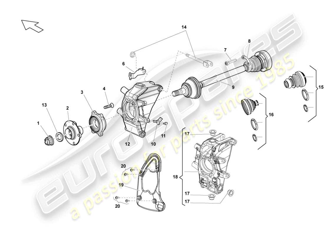 lamborghini lp570-4 spyder performante (2011) diagrama de pieza del eje de transmisión trasero