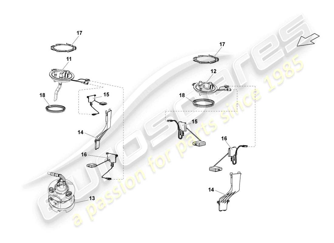 lamborghini lp560-4 spider (2014) unidad de entrega de combustible y sensor para medidor de combustible diagrama de piezas