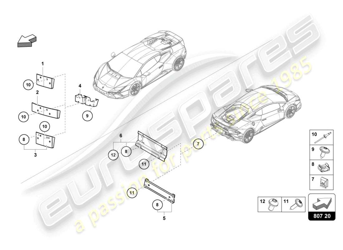 lamborghini tecnica (2023) portamatrícula diagrama de piezas