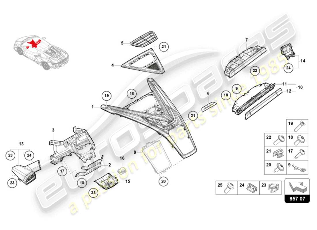 lamborghini revuelto coupe (2024) panel diagrama de piezas