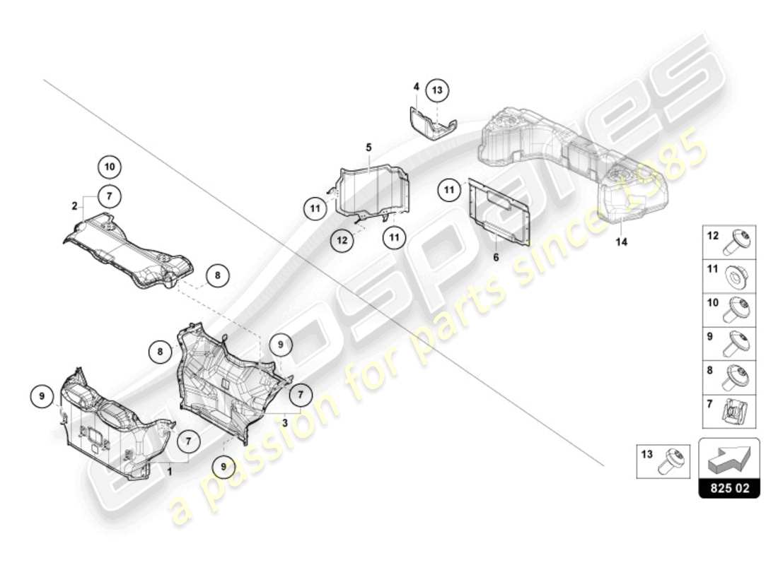 lamborghini revuelto coupe (2024) escudo térmico diagrama de piezas