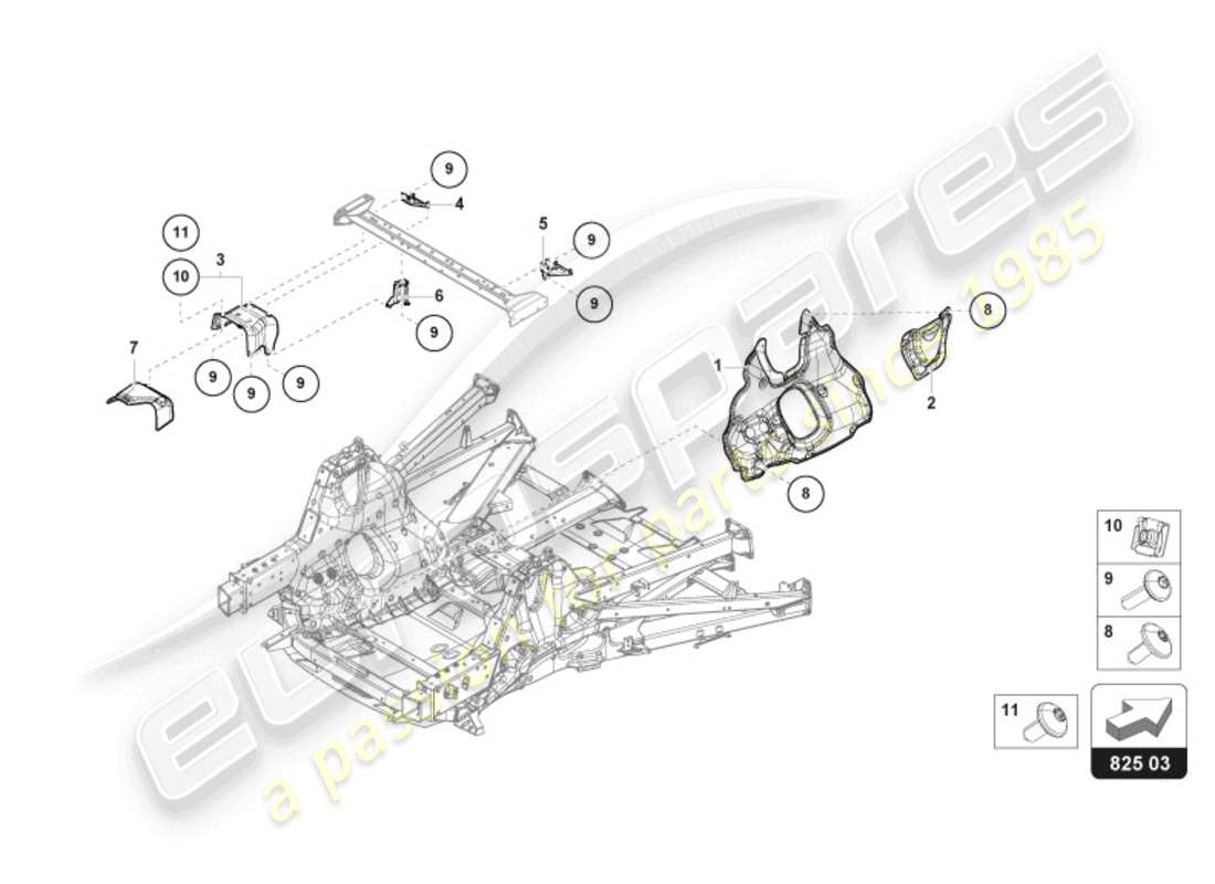 lamborghini revuelto coupe (2024) escudo térmico diagrama de piezas