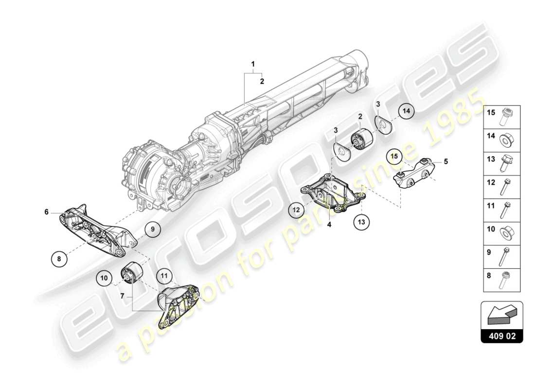 lamborghini sterrato (2024) soporte para eje delantero diagrama de piezas