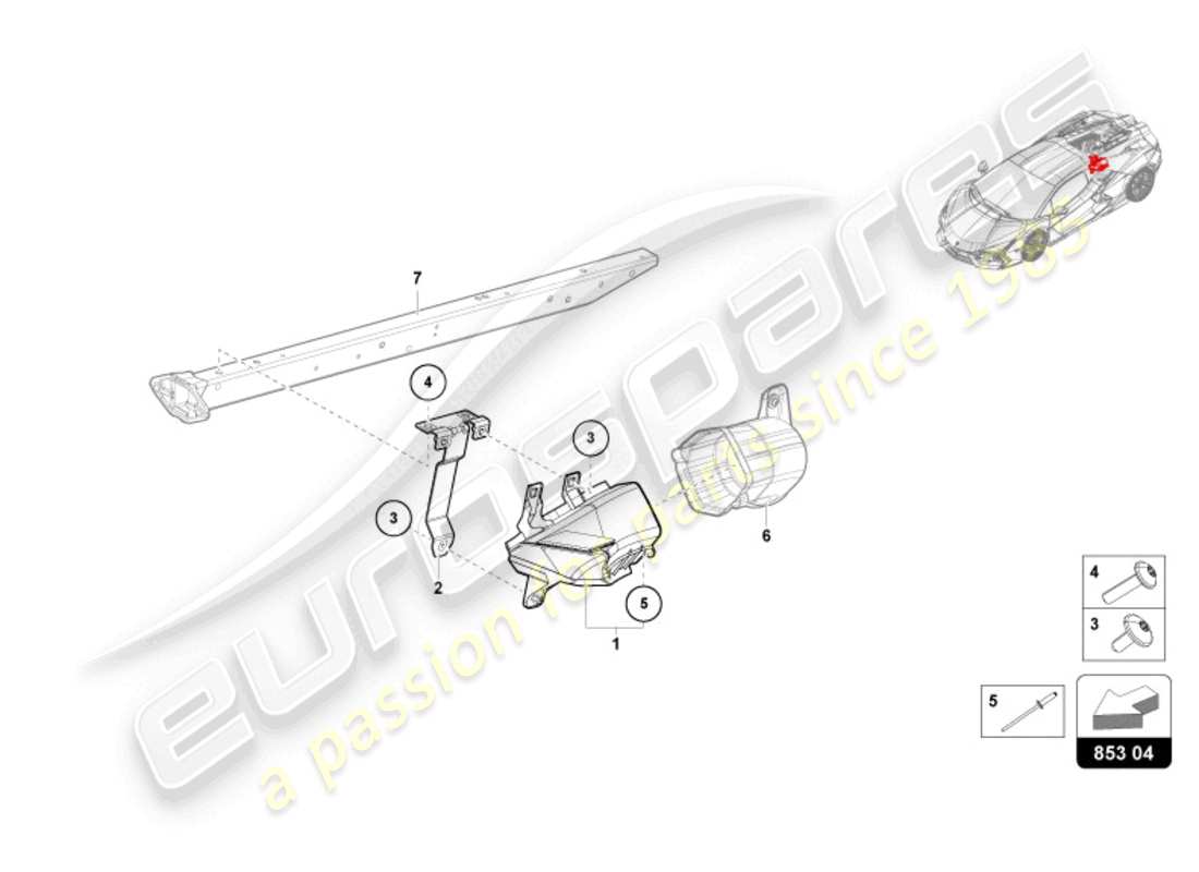 lamborghini revuelto coupe (2024) placa de cubierta para miembro lateral diagrama de piezas