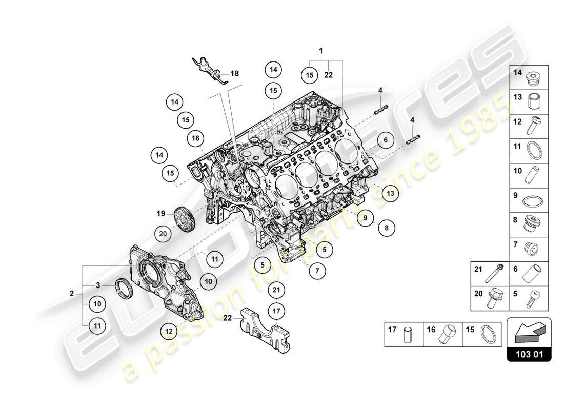 lamborghini urus (2019) crankcase diagrama de piezas