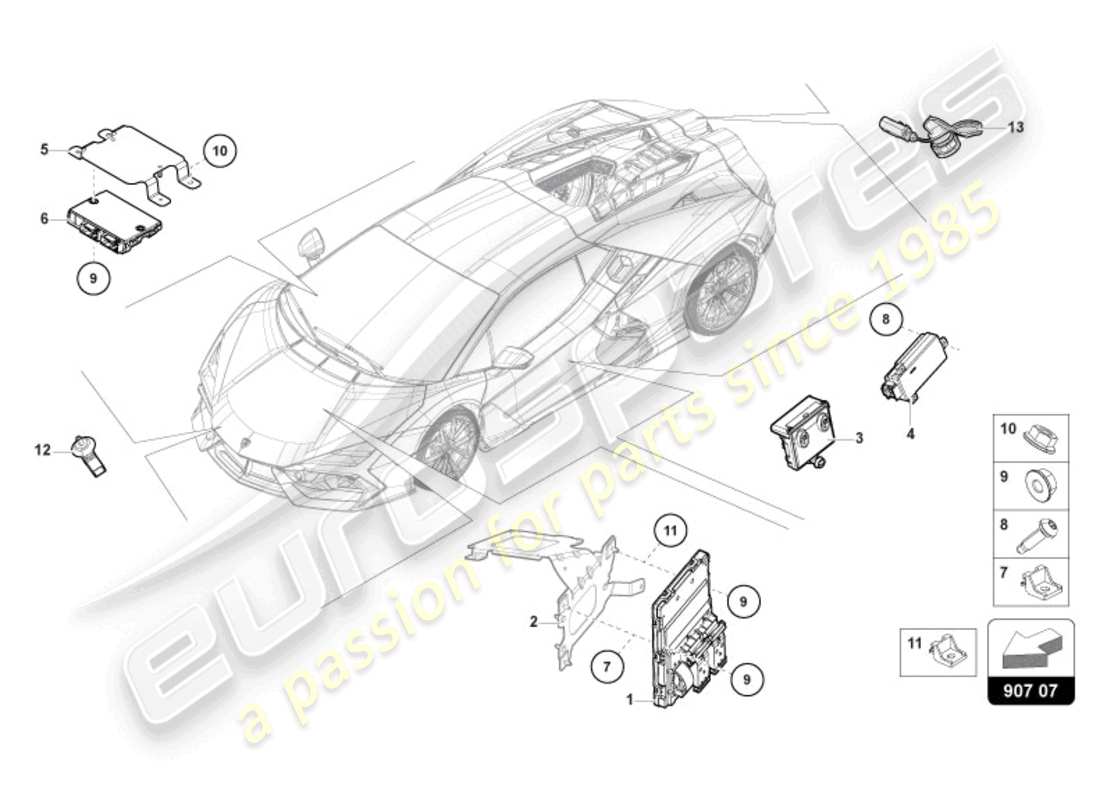 lamborghini revuelto coupe (2024) unidad de control de alimentación a bordo diagrama de piezas