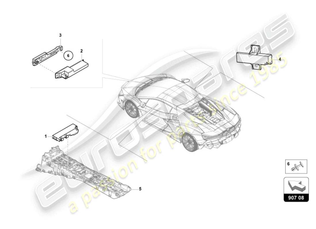 lamborghini revuelto coupe (2024) 'entrada sin llave (kessy)' diagrama de piezas