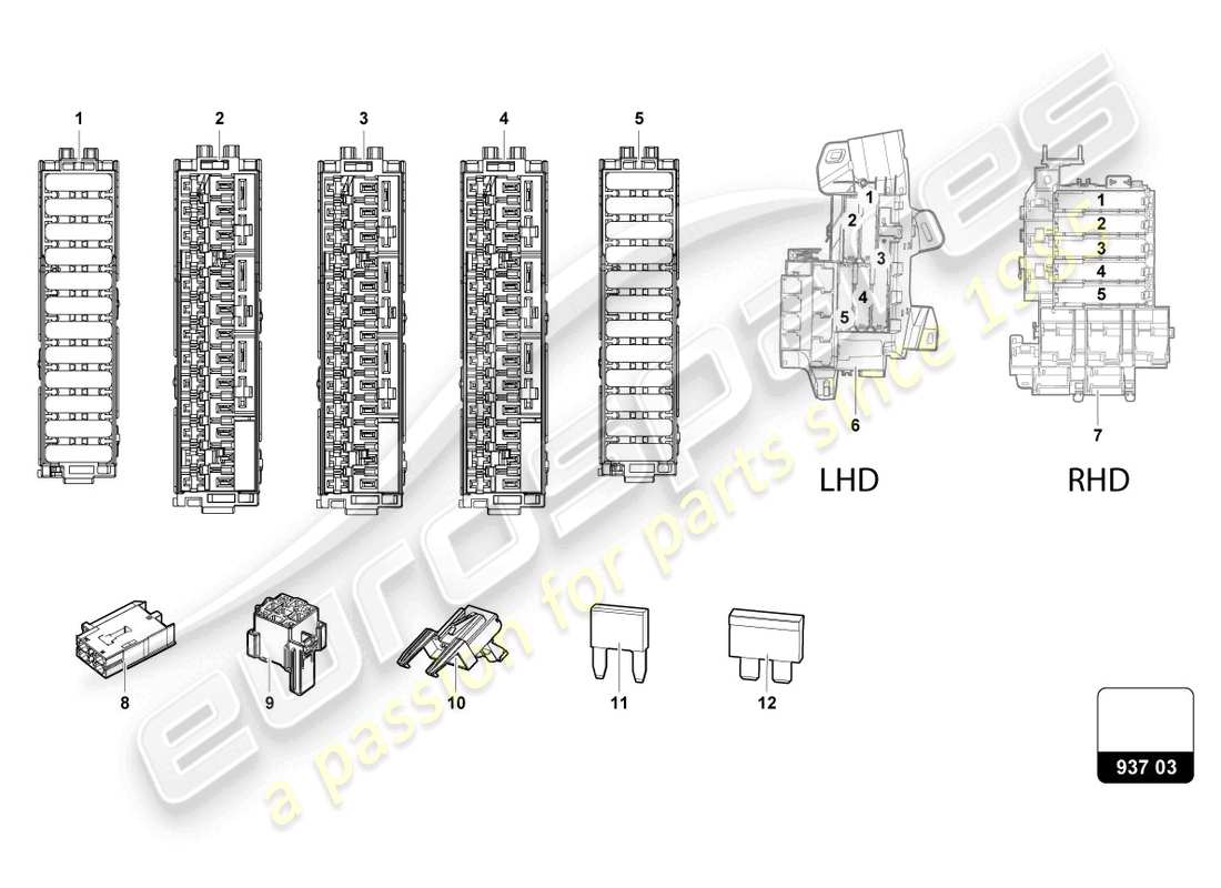 lamborghini urus (2020) fusibles lado del conductor diagrama de piezas