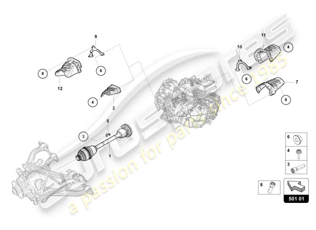 lamborghini 2023 (sto) diagrama de pieza del eje trasero