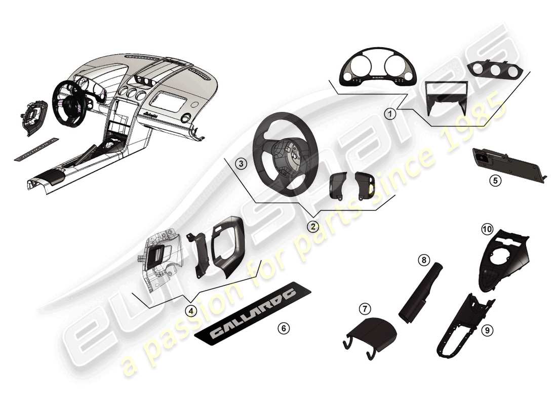 lamborghini gallardo coupe (accessories) paquete de renovación diagrama de piezas