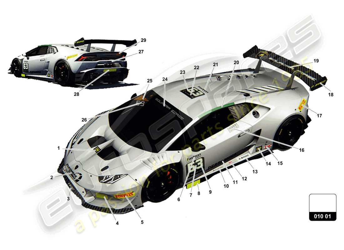 lamborghini super trofeo (2015) pegatinas diagrama de piezas
