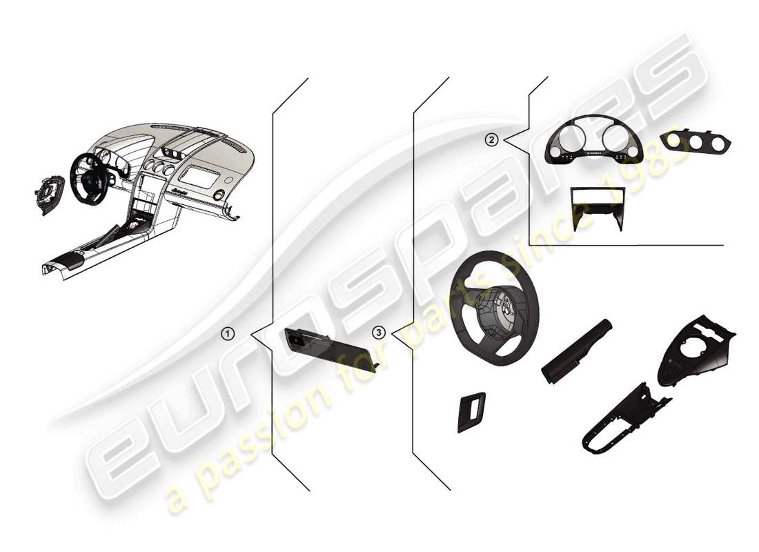 lamborghini superleggera (accessories) paquete de retrofit de carbono diagrama de piezas