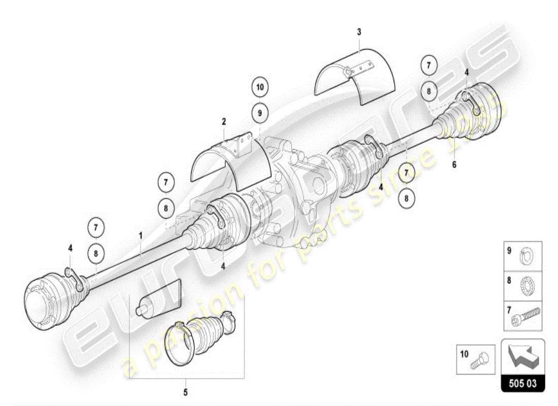 lamborghini diablo vt (1995) eje trasero diagrama de piezas