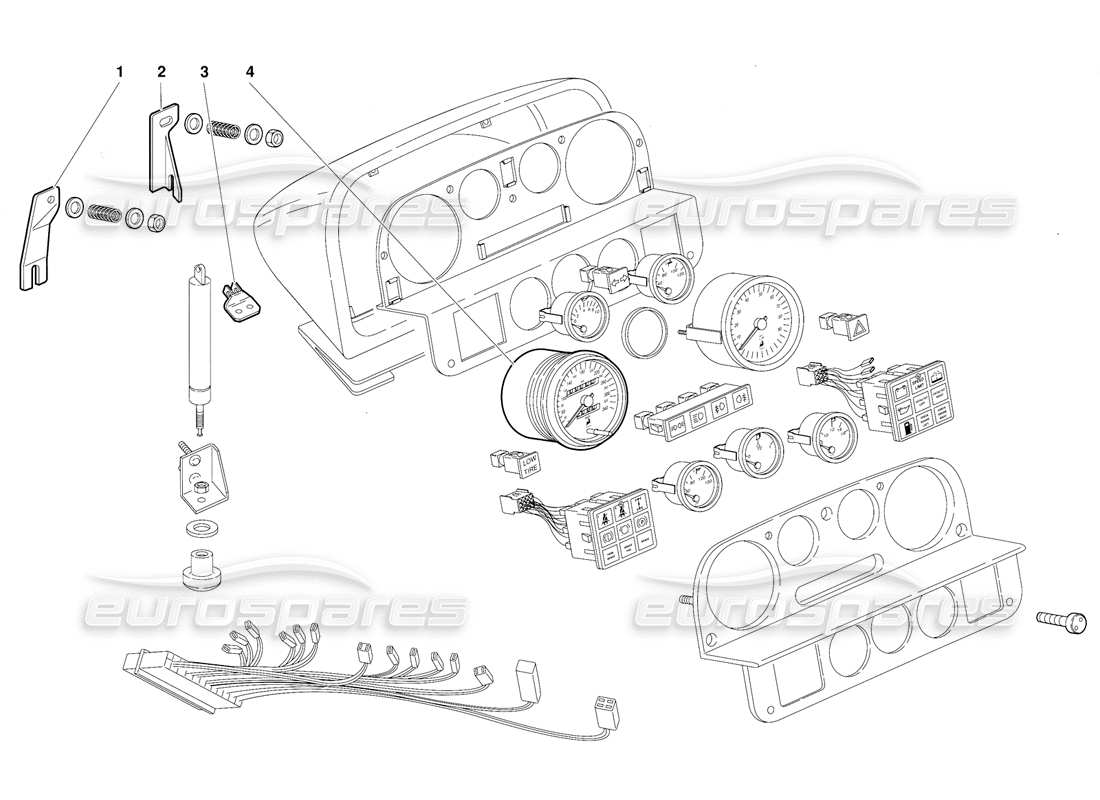 lamborghini diablo (1991) diagrama de piezas de instrumentos del panel (válido para la versión de australia: 1991 de octubre)