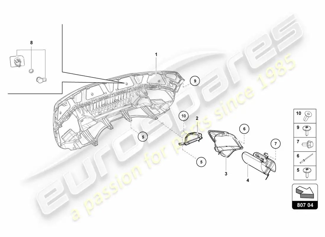 lamborghini lp600-4 zhong coupe (2016) protección térmica trasera, interior diagrama de piezas