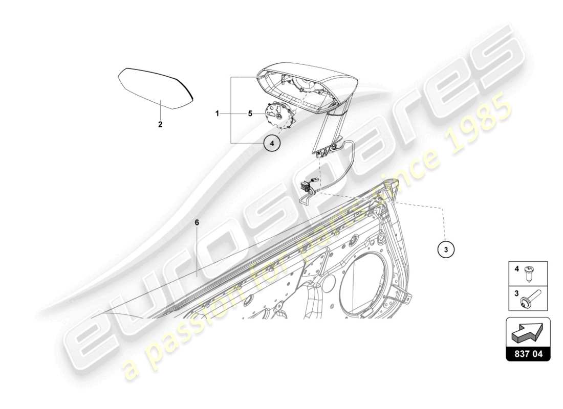 lamborghini 2022 (ultimae) espejo exterior diagrama de piezas