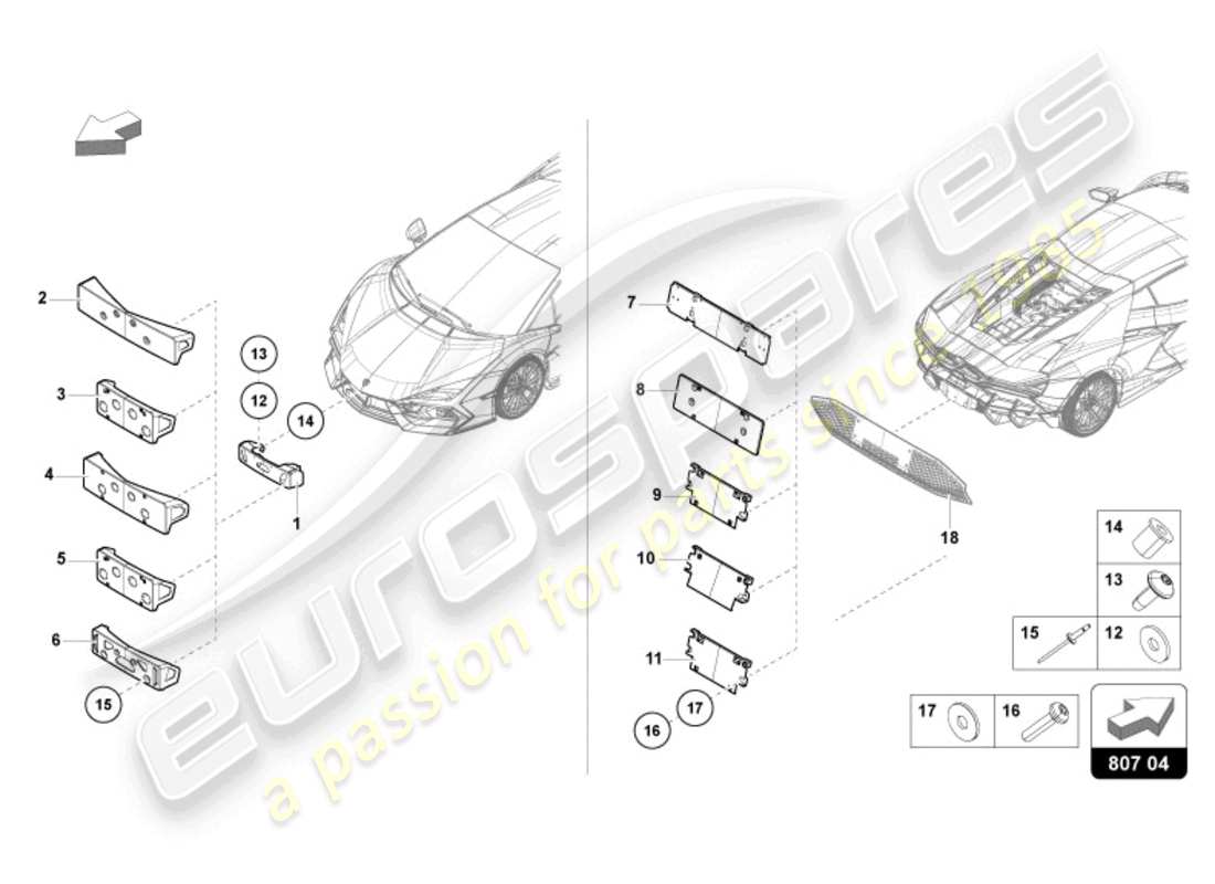 lamborghini revuelto coupe (2024) porta matrícula diagrama de piezas