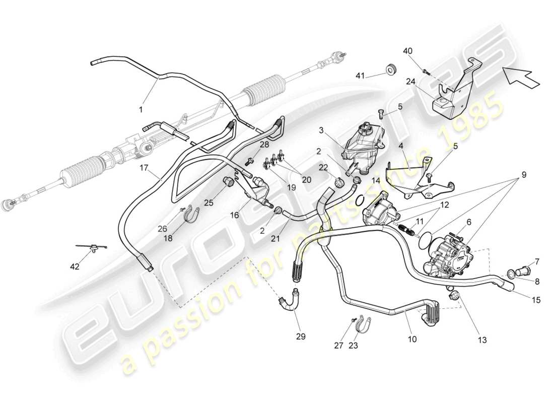 lamborghini gallardo spyder (2006) diagrama de piezas del mecanismo de dirección