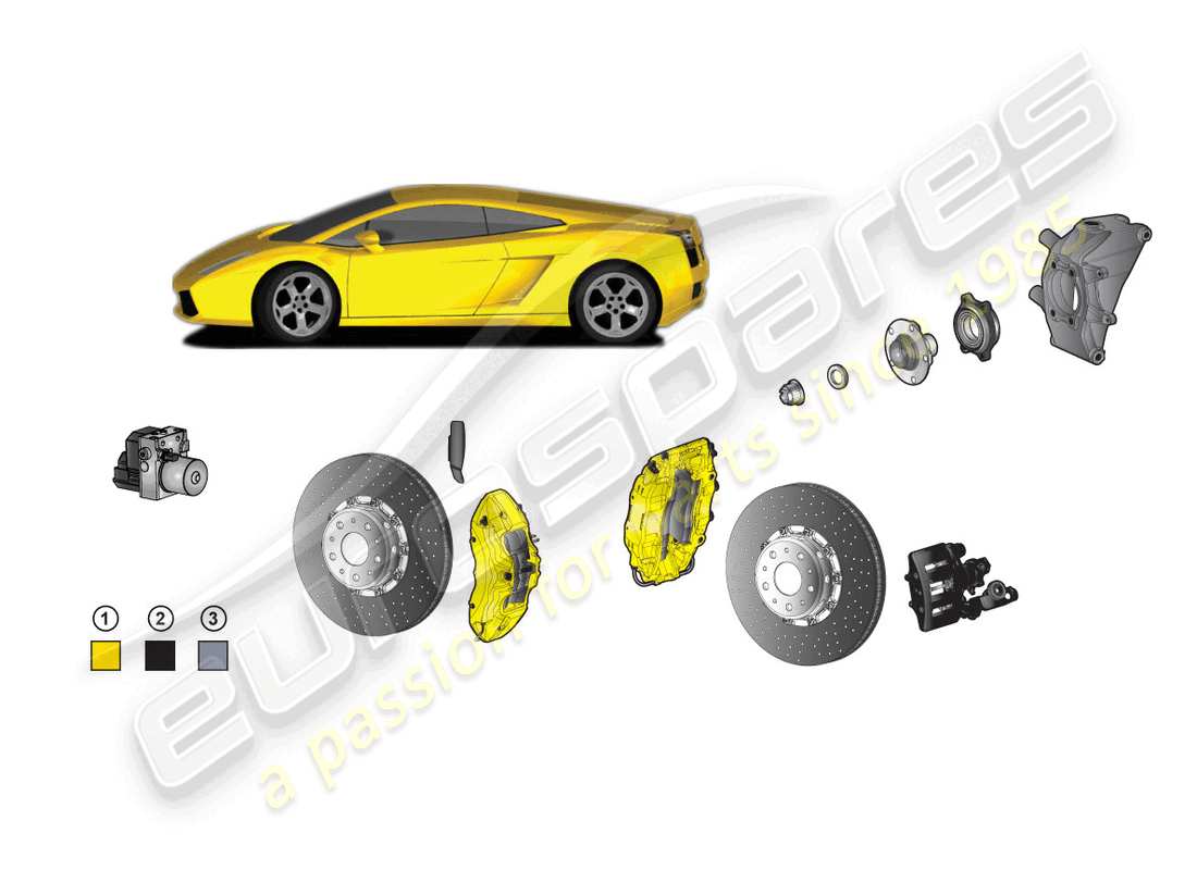 lamborghini gallardo spyder (accessories) kit de retrofit para freno cerámico diagrama de piezas