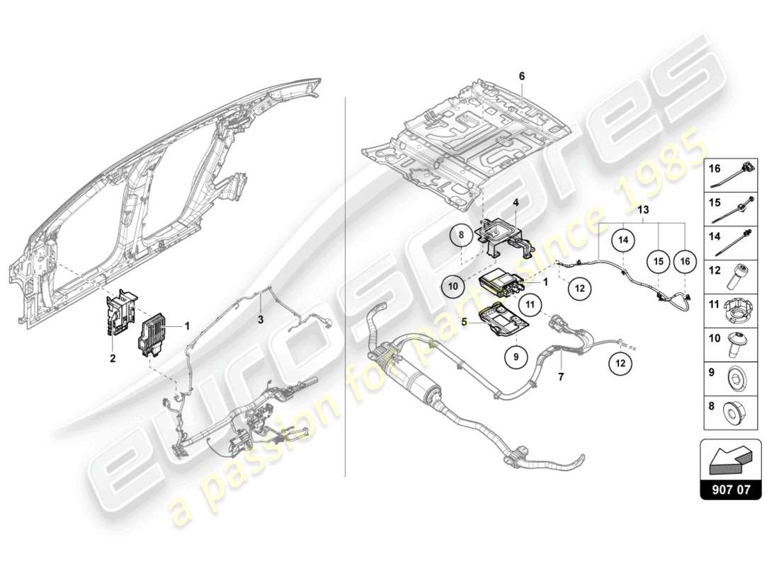 lamborghini urus s (2024) unidad de control para estabilización activa del rodillo esquema de piezas