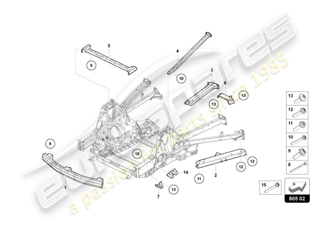 lamborghini revuelto coupe (2024) chasis trasero diagrama de piezas