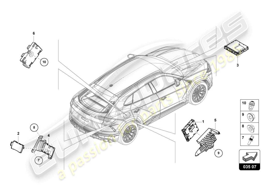 lamborghini urus (2020) sintonizador de tv diagrama de piezas