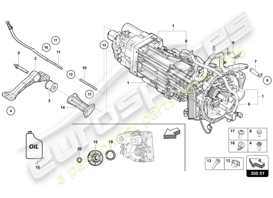 lamborghini lp720-4 coupe 50 (2014) 7-speed diagrama de piezas de la caja de cambios automática
