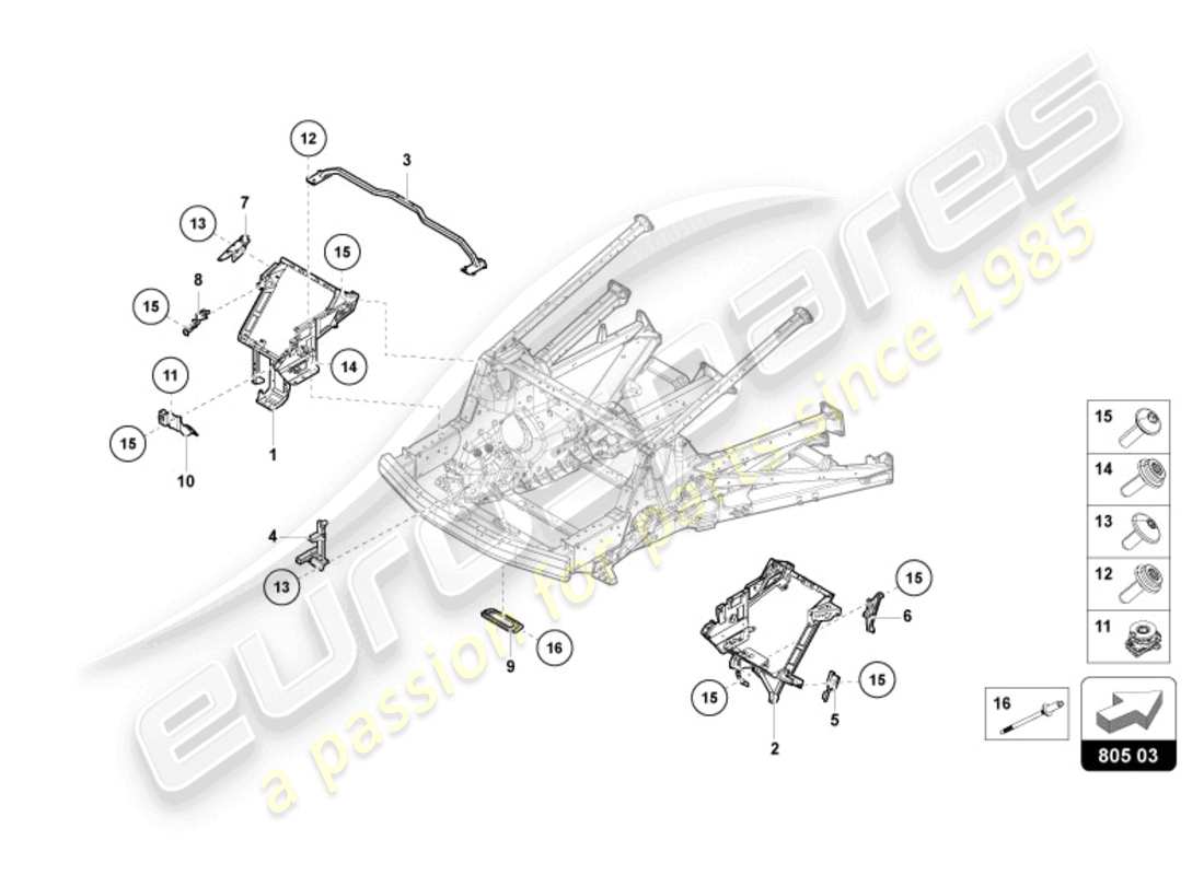 lamborghini revuelto coupe (2024) chasis trasero diagrama de piezas