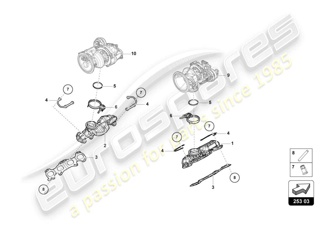 lamborghini urus (2020) colectores de escape diagrama de piezas