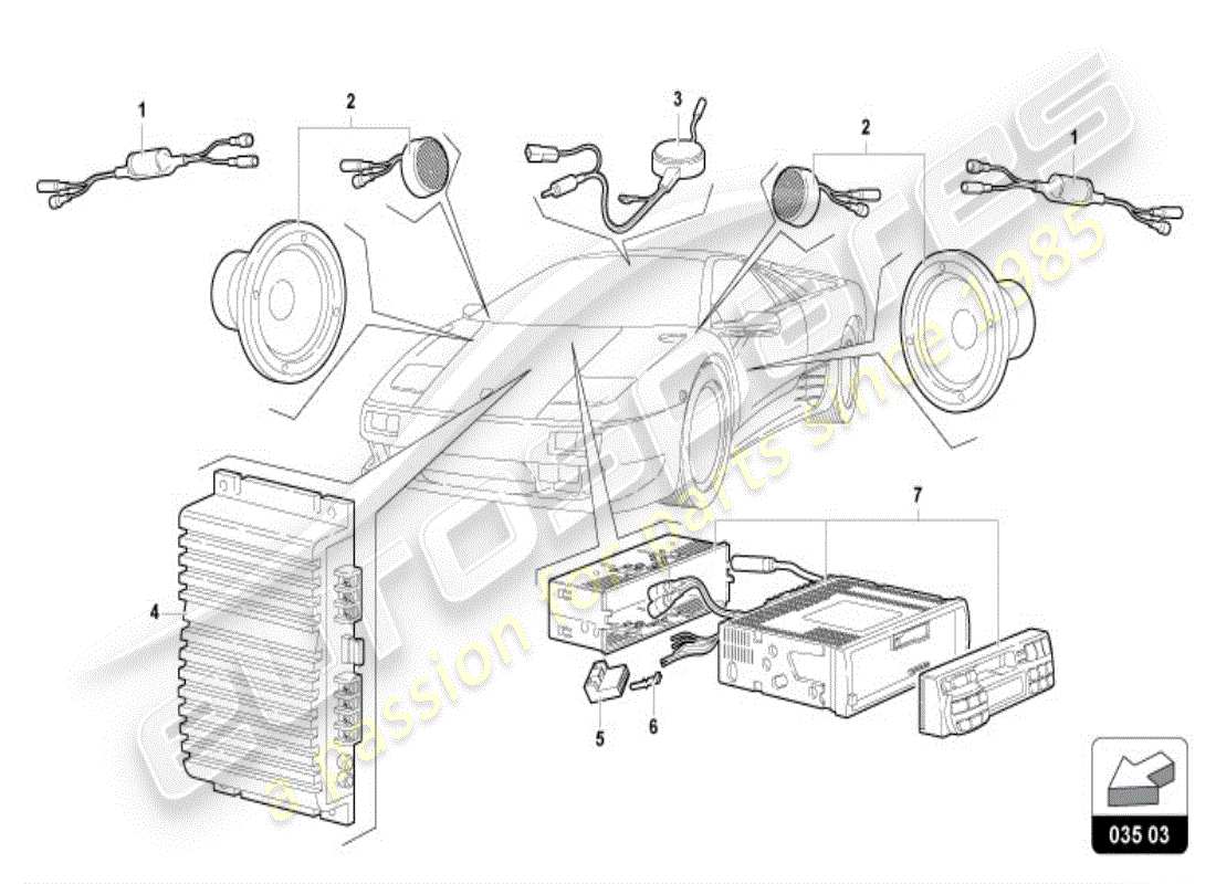 lamborghini diablo vt (1996) unidad de radio diagrama de piezas