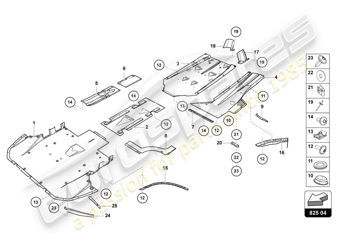 lamborghini ultimae (2022) panel de embellecedor para la sección inferior del marco diagrama de piezas