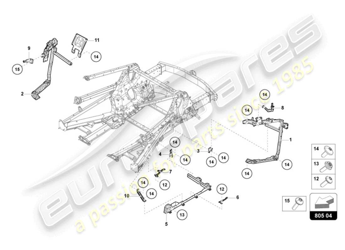 lamborghini revuelto coupe (2024) marco trasero diagrama de piezas