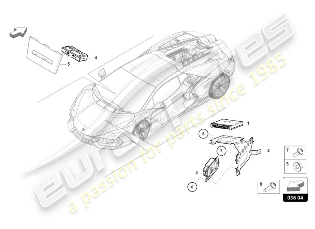 lamborghini revuelto coupe (2024) caja de comunicación diagrama de piezas