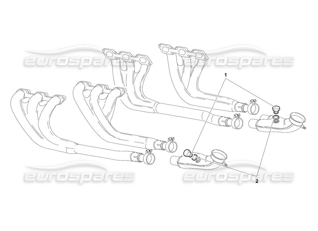 lamborghini diablo sv (1997) diagrama de piezas del sistema de escape (válido para arabia saudita: 1997 de marzo)