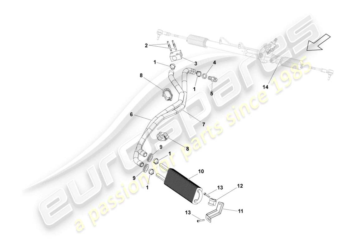 lamborghini gallardo spyder (2006) diagrama de piezas del enfriador de aceite lhd