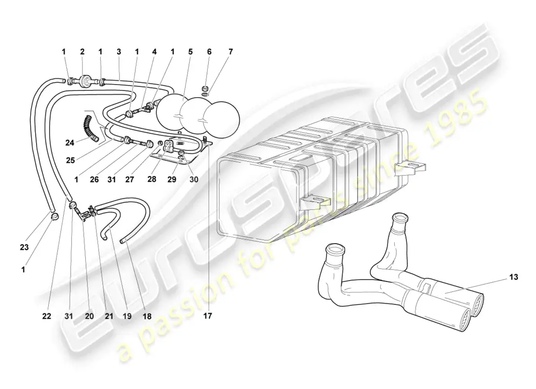 lamborghini murcielago roadster (2005) sistema de vacío diagrama de piezas