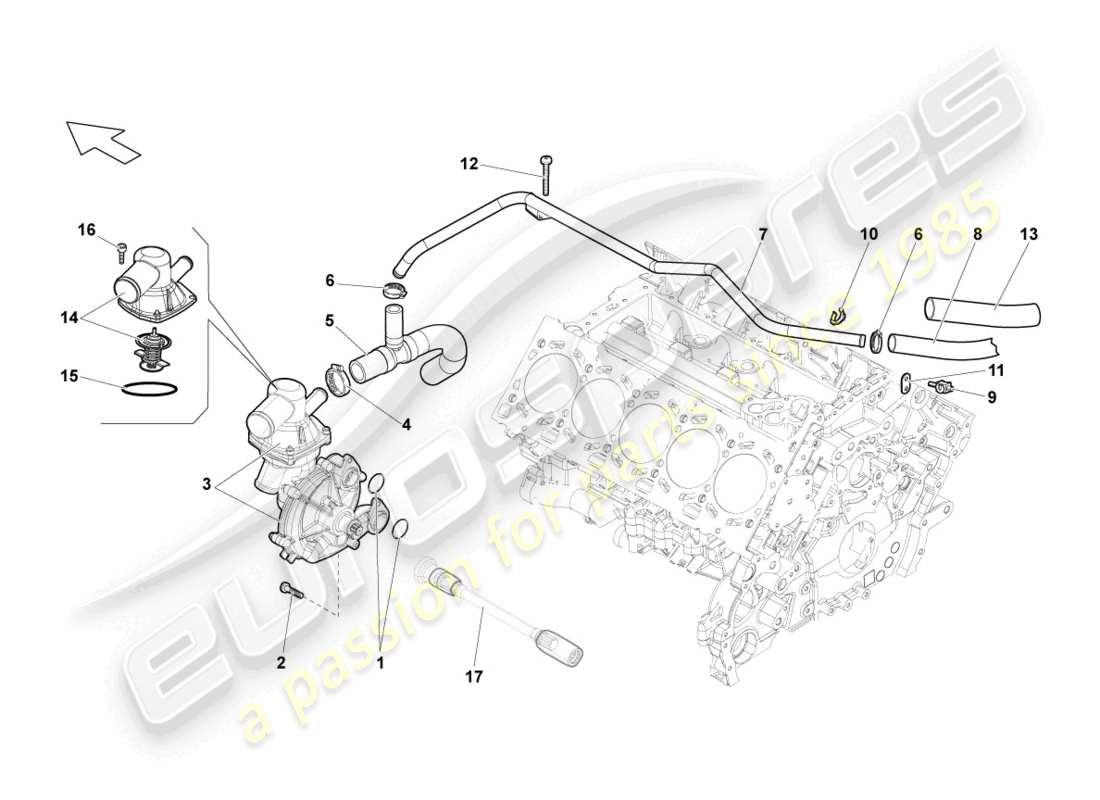 lamborghini gallardo spyder (2007) diagrama de piezas de la bomba de refrigerante