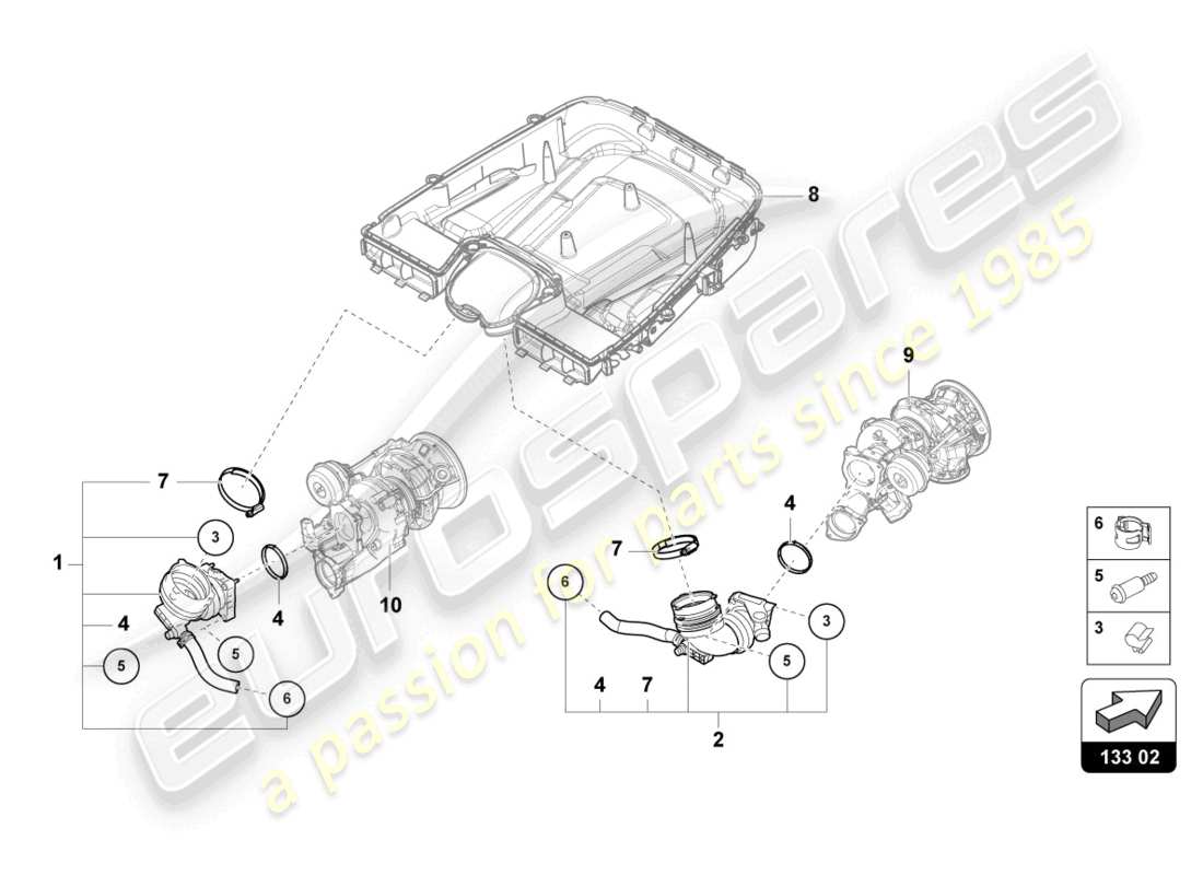 lamborghini urus performante (2023) conexión de admisión diagrama de piezas